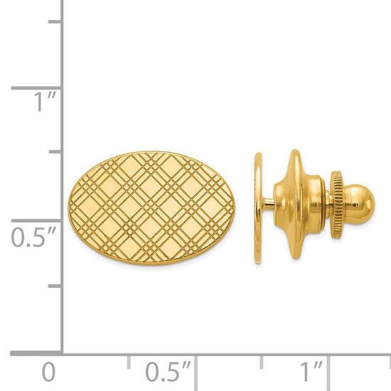 14k Mens Checkered Pattern Oval Tie Tac