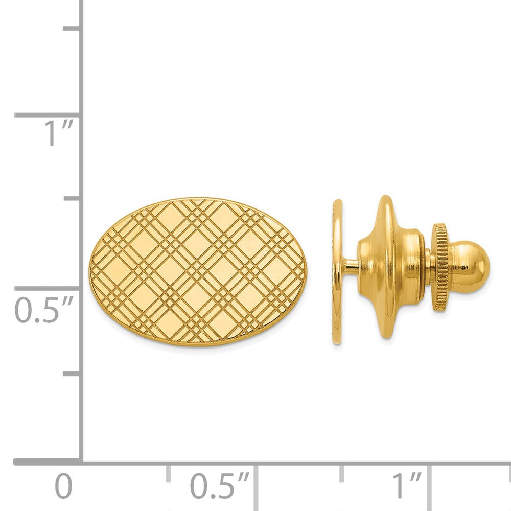 14k Mens Checkered Pattern Oval Tie Tac