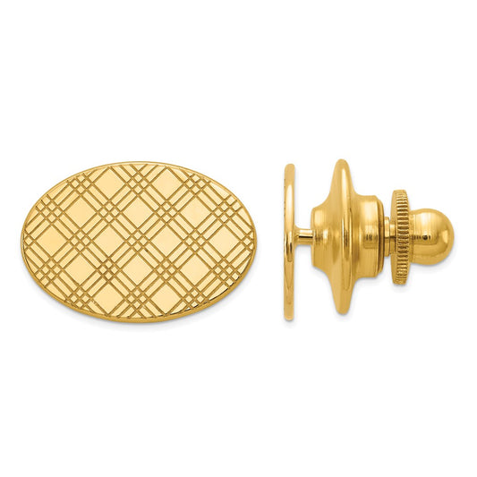 14k Mens Checkered Pattern Oval Tie Tac