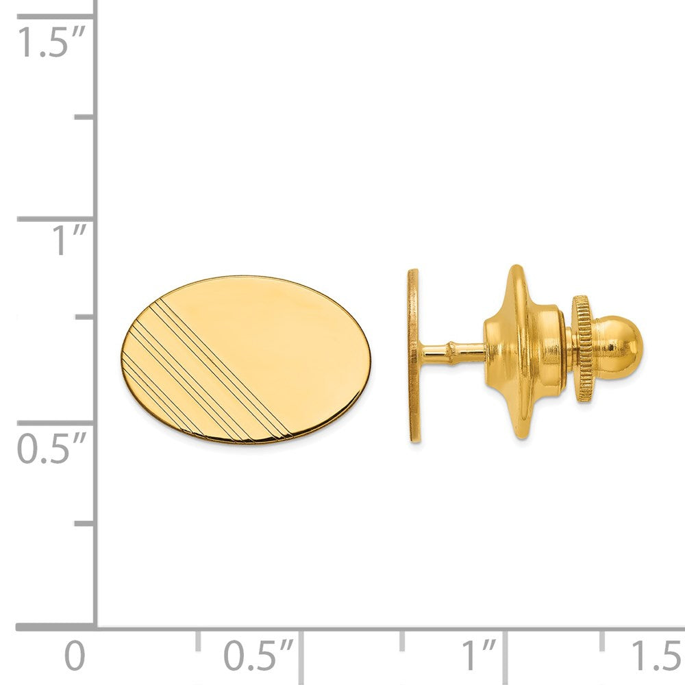 Gold Oval with Lines Tie Tac