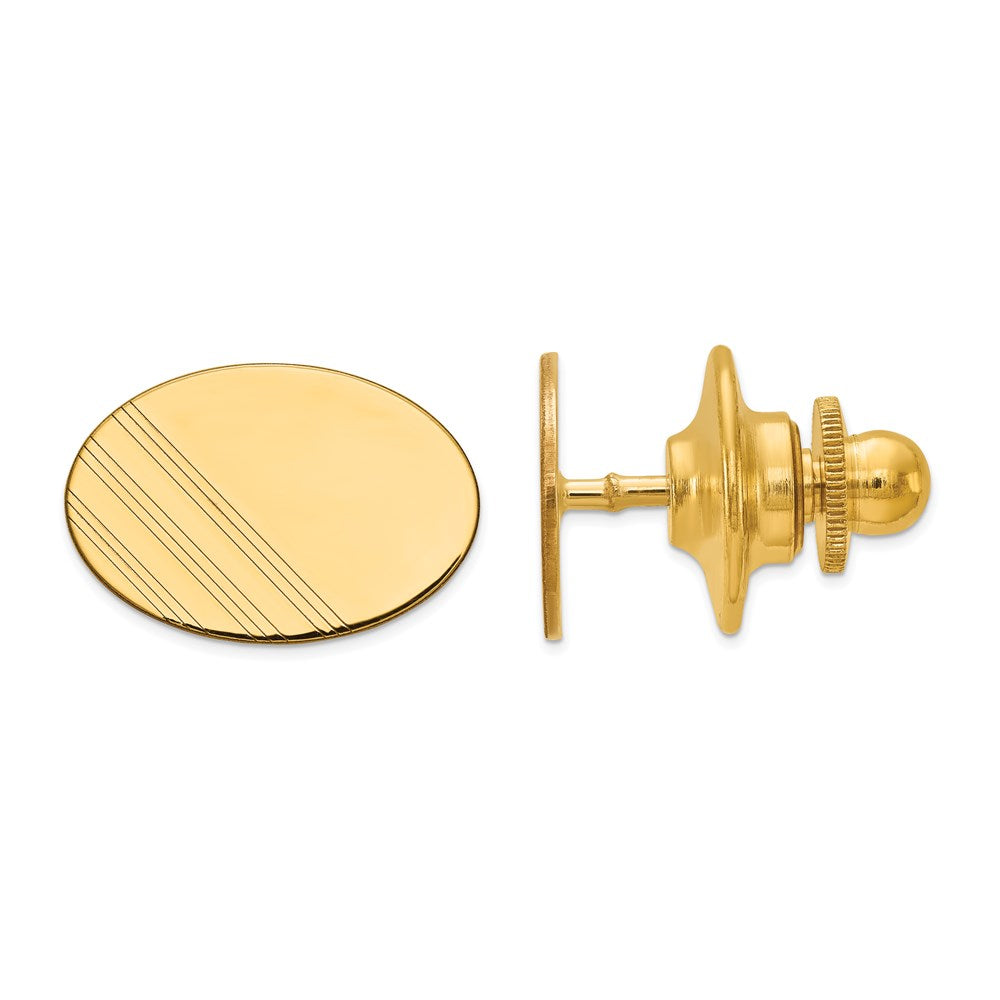 Gold Oval with Lines Tie Tac