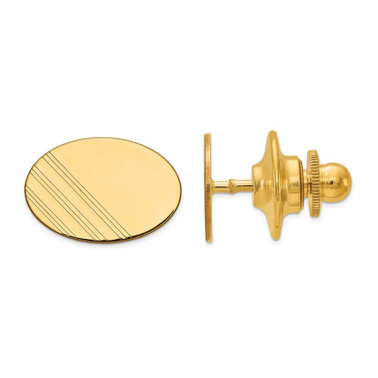 Gold Oval with Lines Tie Tac