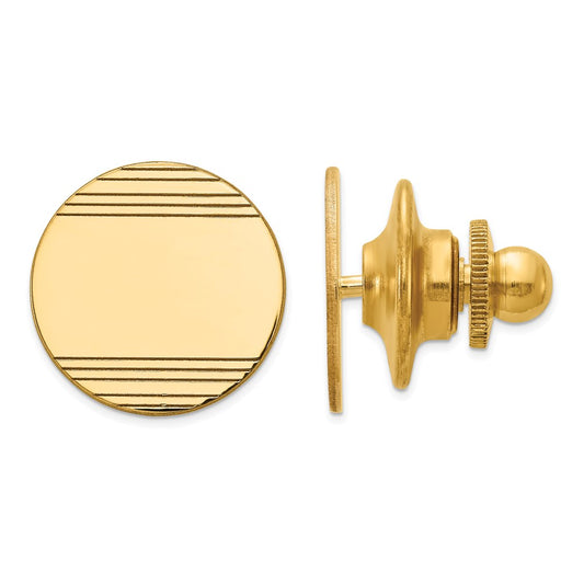 Gold Round with Lines Tie Tac