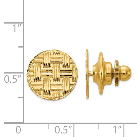 14K Mens Circular Basketweave Textured Tie Tac