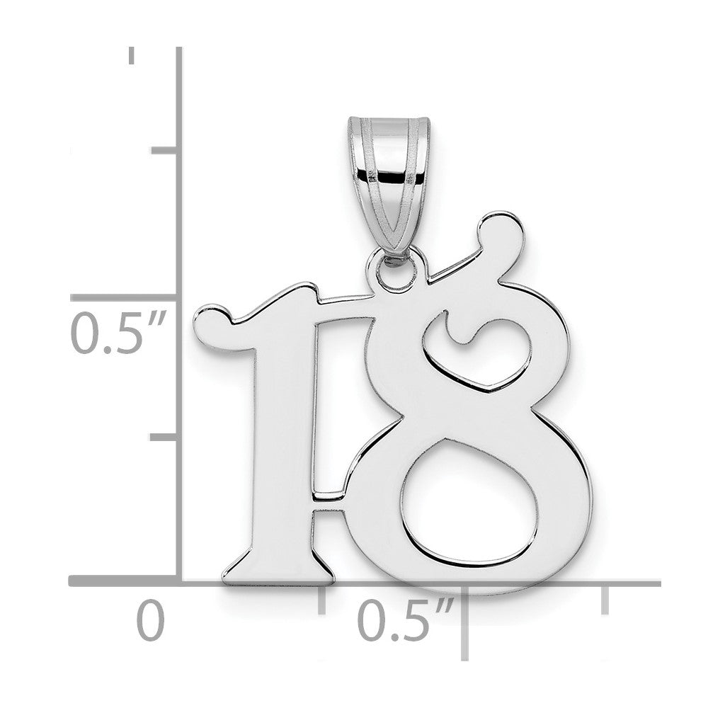 14kw Polished Number 18 Pendant