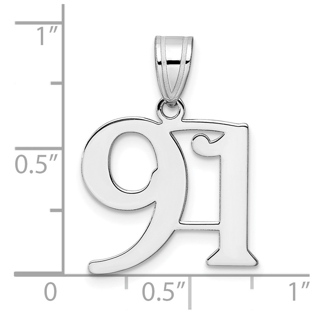 14kw Polished Number 91 Pendant