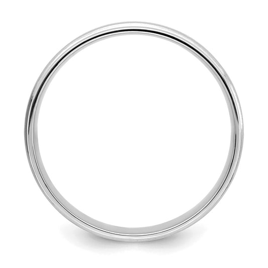 14k White Gold 6mm Heavyweight Comfort Fit Brushed Satin/Polished Grooved Edge Wedding Band Size 10