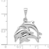 14k White Gold Polished Three Dolphin Charm