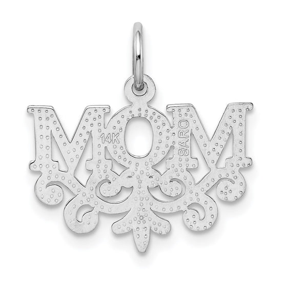 14k White Gold MOM Charm