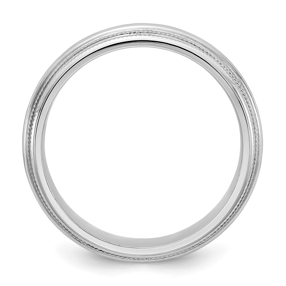 14k White Gold 5mm Double Milgrain Comfort Fit Wedding Band Size 7