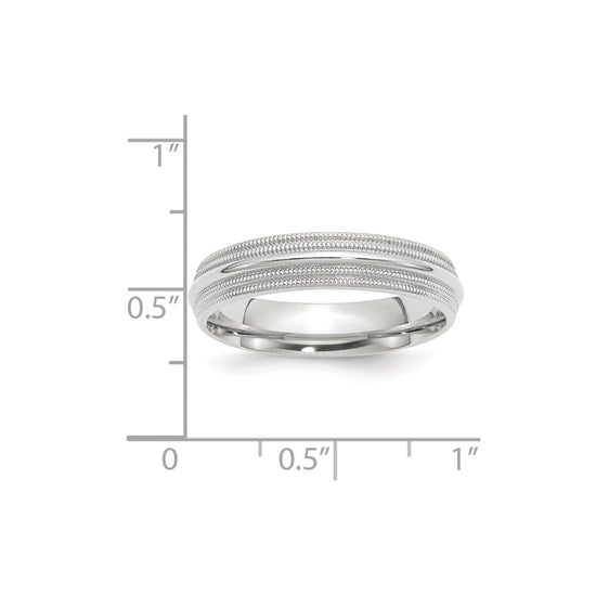 14k White Gold 5mm Double Milgrain Comfort Fit Wedding Band Size 7