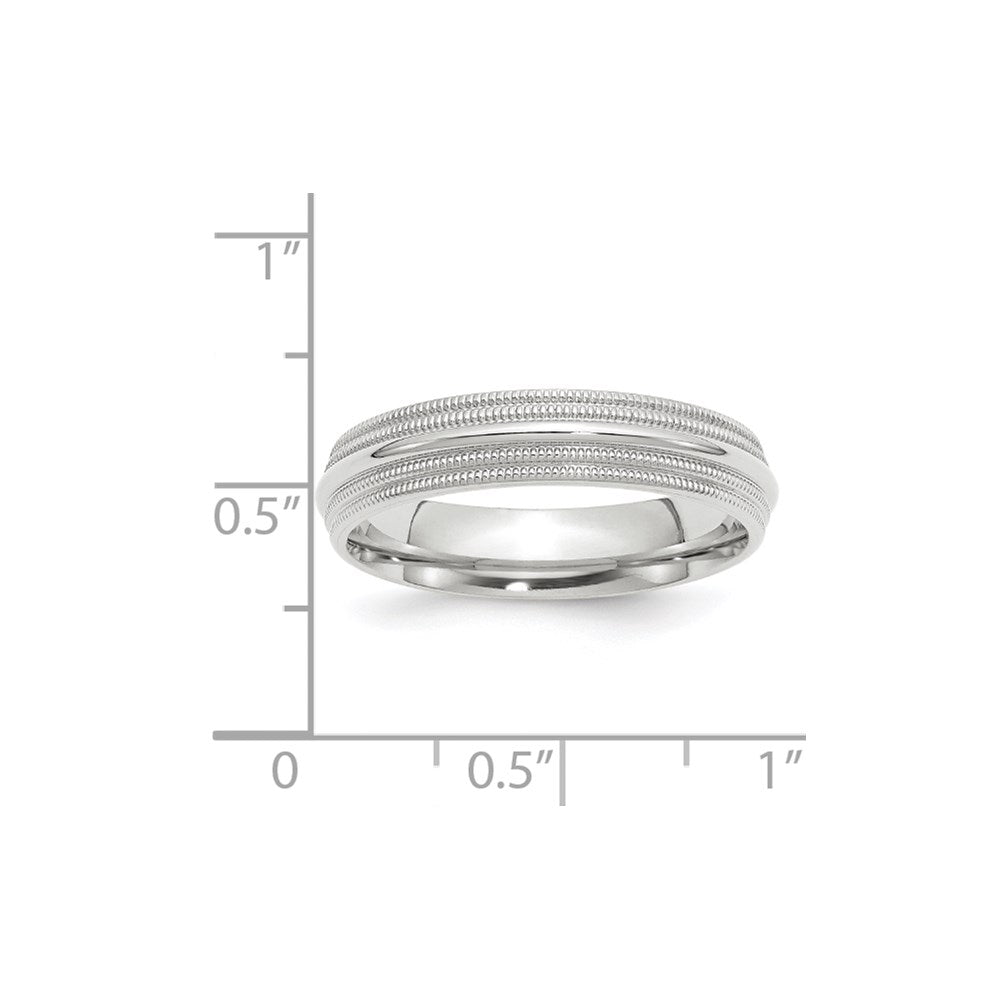 14k White Gold 5mm Double Milgrain Comfort Fit Wedding Band Size 7