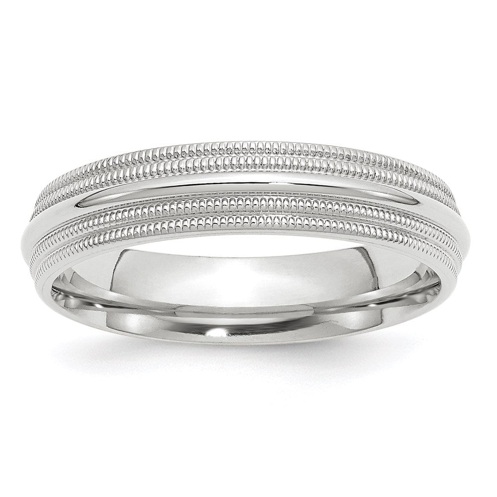 14k White Gold 5mm Double Milgrain Comfort Fit Wedding Band Size 7