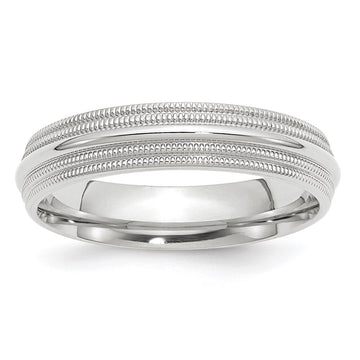 14k White Gold 5mm Double Milgrain Comfort Fit Wedding Band Size 7
