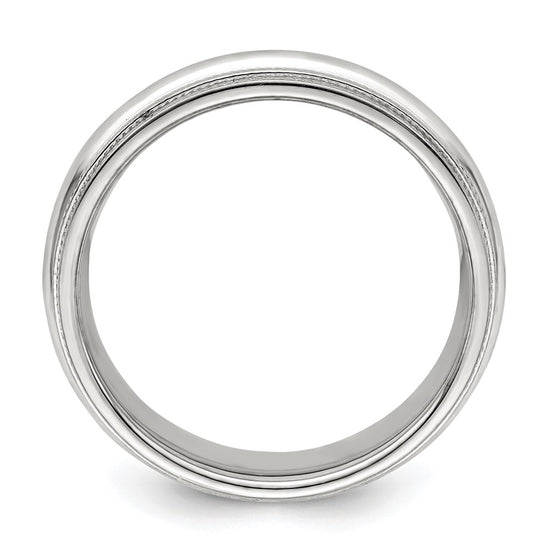 14k White Gold 6mm Double Milgrain Comfort Fit Wedding Band Size 5