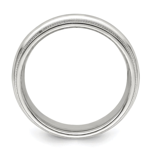 14k White Gold 6mm Double Milgrain Comfort Fit Wedding Band Size 7.5