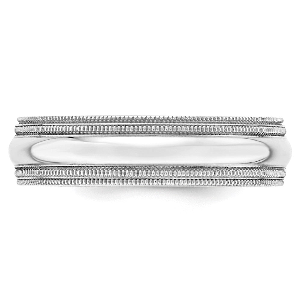 14k White Gold 6mm Double Milgrain Comfort Fit Wedding Band Size 5