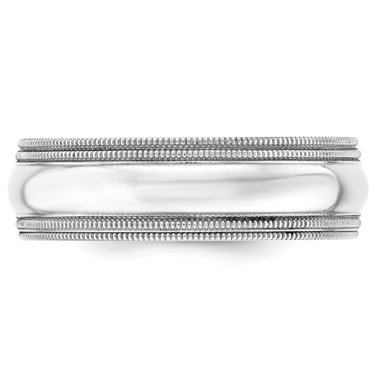 10k White Gold 7mm Double Milgrain Comfort Fit Wedding Band Size 11