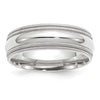 14k White Gold 7mm Double Milgrain Comfort Fit Wedding Band Size 9.5