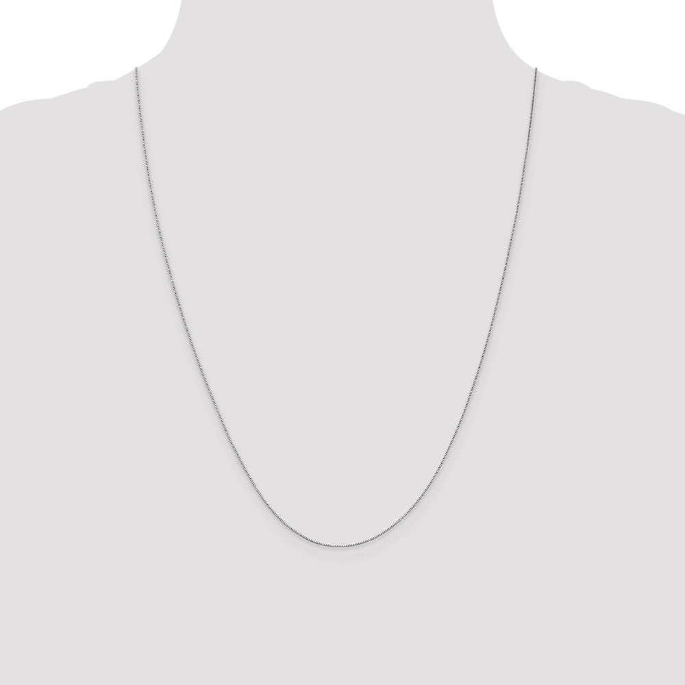 14K White Gold 24 inch .5mm Box with Spring Ring Clasp Chain