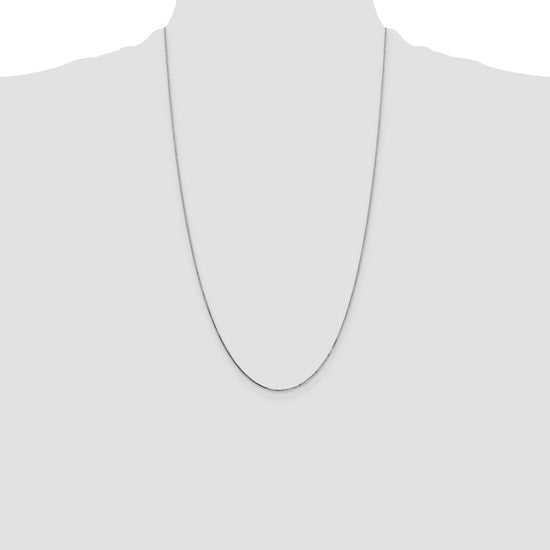 14K White Gold 26 inch .7mm Box with Spring Ring Clasp Chain