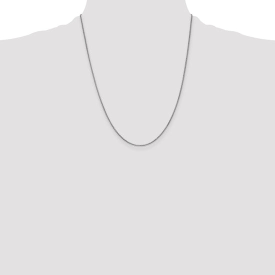14K White Gold 22 inch 1mm Box with Lobster Clasp Chain