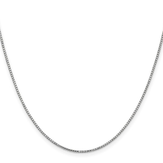 14K White Gold 18 inch 1.1mm Box with Lobster Clasp Chain
