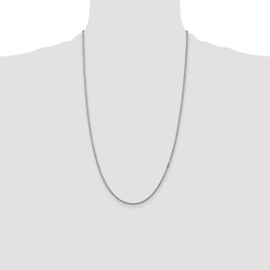 14K White Gold 26 inch 1.5mm Box with Lobster Clasp Chain