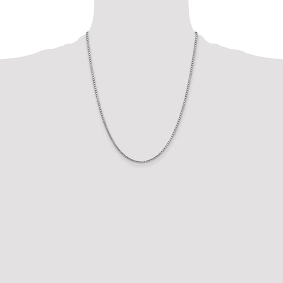 14K White Gold 22 inch 1.9mm Box with Lobster Clasp Chain