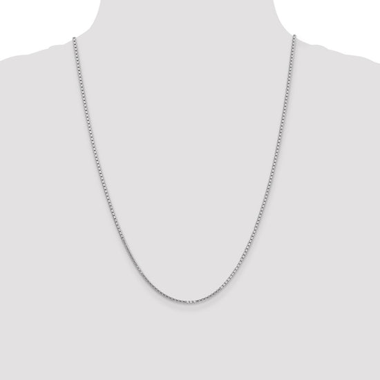 14K White Gold 24 inch 1.9mm Box with Lobster Clasp Chain