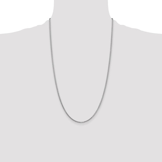 14K White Gold 26 inch 1.9mm Box with Lobster Clasp Chain