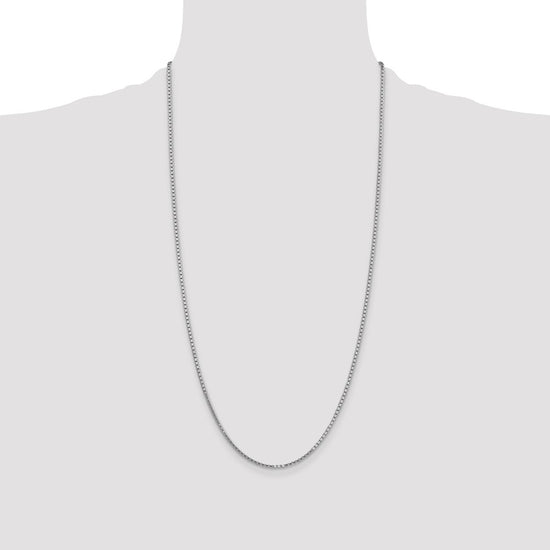 14K White Gold 28 inch 1.9mm Box with Lobster Clasp Chain