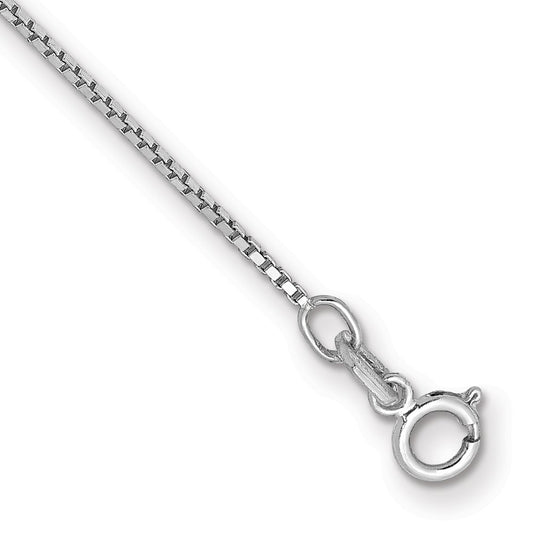 14K White Gold 7 inch .9mm Box with Spring Ring Clasp Bracelet
