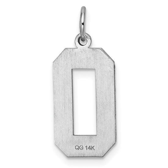 14kw Large Brushed Diamond-cut Number 0 Charm