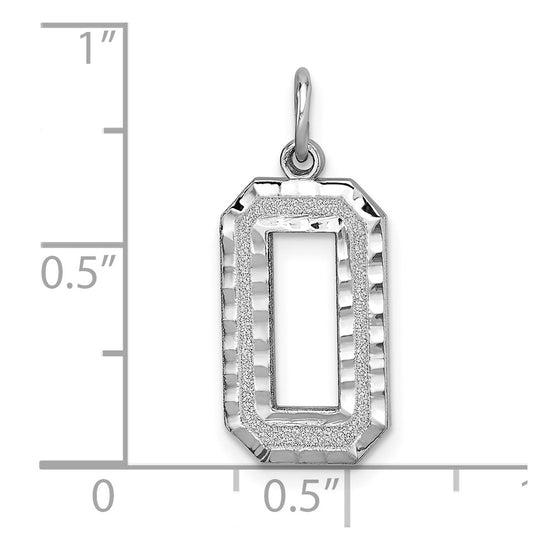 14kw Large Brushed Diamond-cut Number 0 Charm