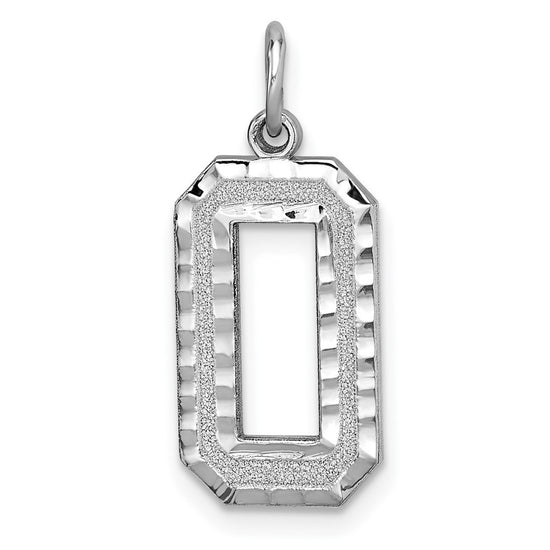 14kw Large Brushed Diamond-cut Number 0 Charm