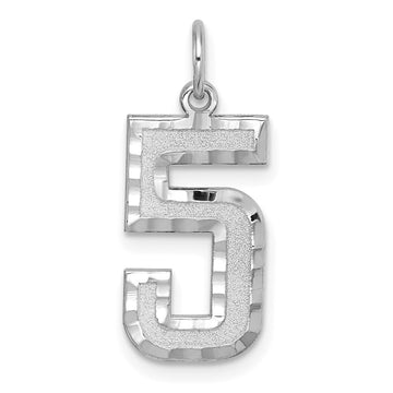14kw Large Brushed Diamond-cut Number 5 Charm