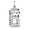 14kw Large Brushed Diamond-cut Number 6 Charm