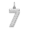 14kw Large Brushed Diamond-cut Number 7 Charm