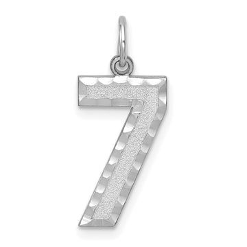 14kw Large Brushed Diamond-cut Number 7 Charm