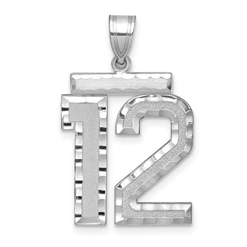 14kw Large Brushed Diamond-cut Number 12 Charm