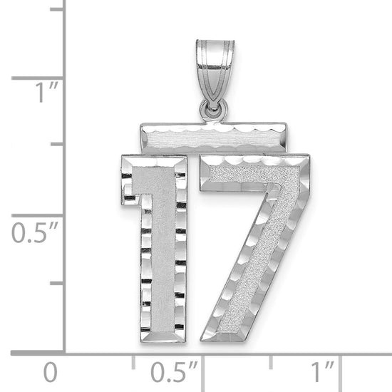 14kw Large Brushed Diamond-cut Number 17 Charm