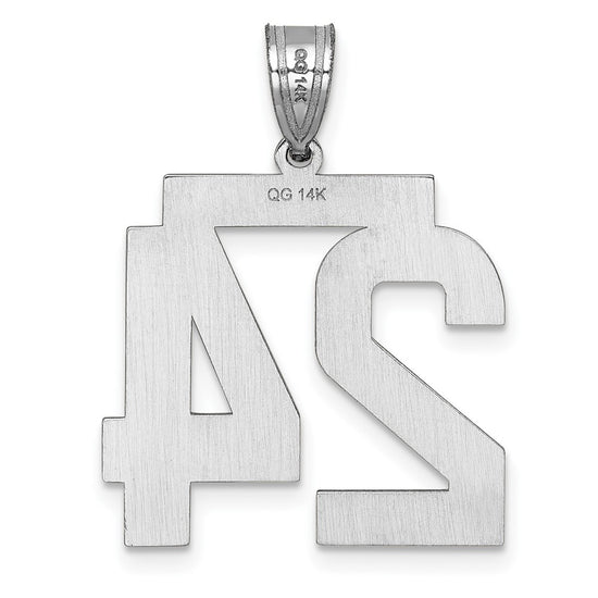 14kw Large Brushed Diamond-cut Number 24 Charm
