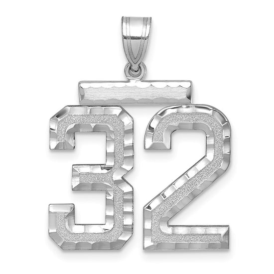 14kw Large Brushed Diamond-cut Number 32 Charm