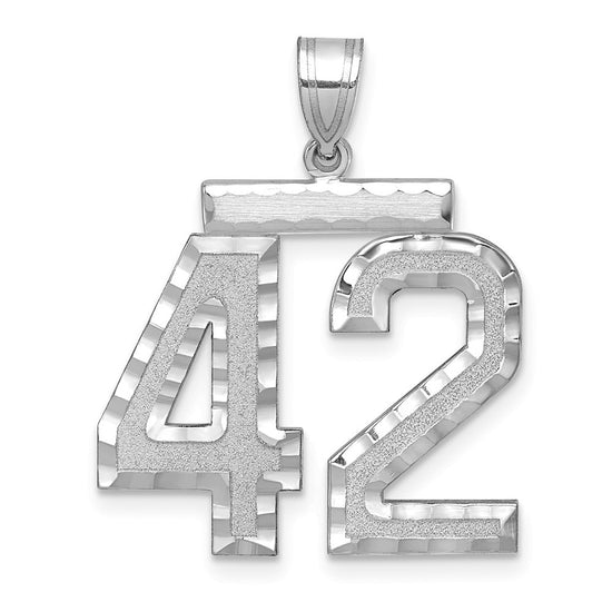 14kw Large Brushed Diamond-cut Number 42 Charm
