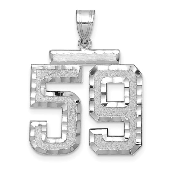 14kw Large Brushed Diamond-cut Number 59 Charm