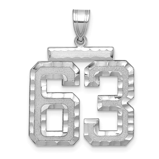 14kw Large Brushed Diamond-cut Number 63 Charm