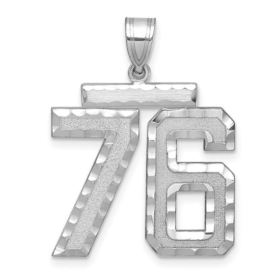 14kw Large Brushed Diamond-cut Number 76 Charm