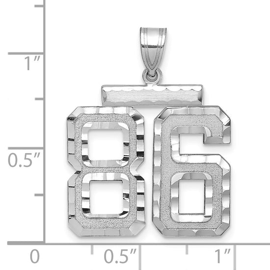 14kw Large Brushed Diamond-cut Number 86 Charm