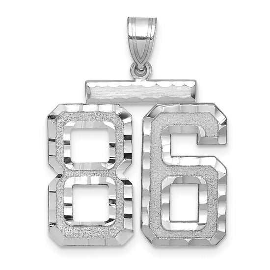 14kw Large Brushed Diamond-cut Number 86 Charm